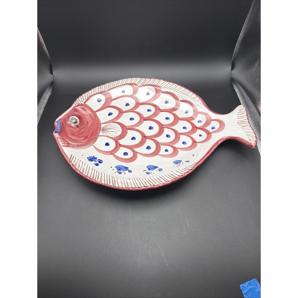 Solimene Vietri Fish Serving Platter Made In Italy 16 Inches Long Hand Painted